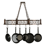 Side view of oval frame chandelier with six halogen downlights.
