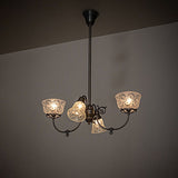 Revival gas and electric chandelier shown installed, casting warm ambient light in interior space.