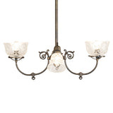 Side view of Revival gas and electric chandelier with decorative scroll arms.