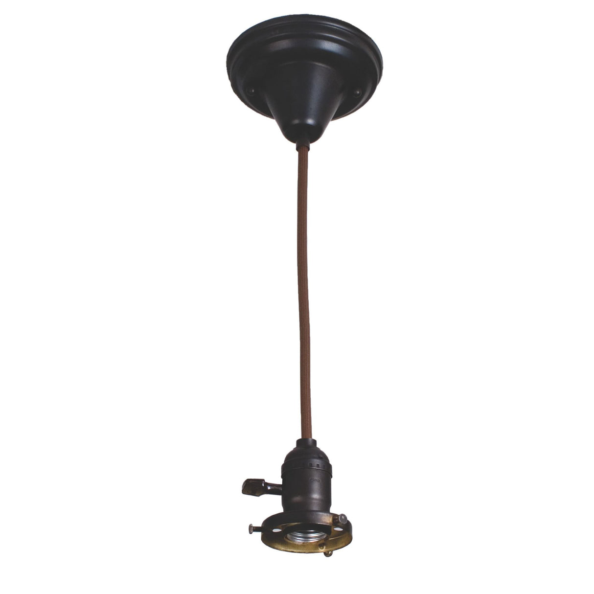 Vintage-style revival pendant hardware with craftsman brown finish.