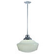 Front view of the White Opal Schoolhouse Glass shade with a Sparkle Silver finish.