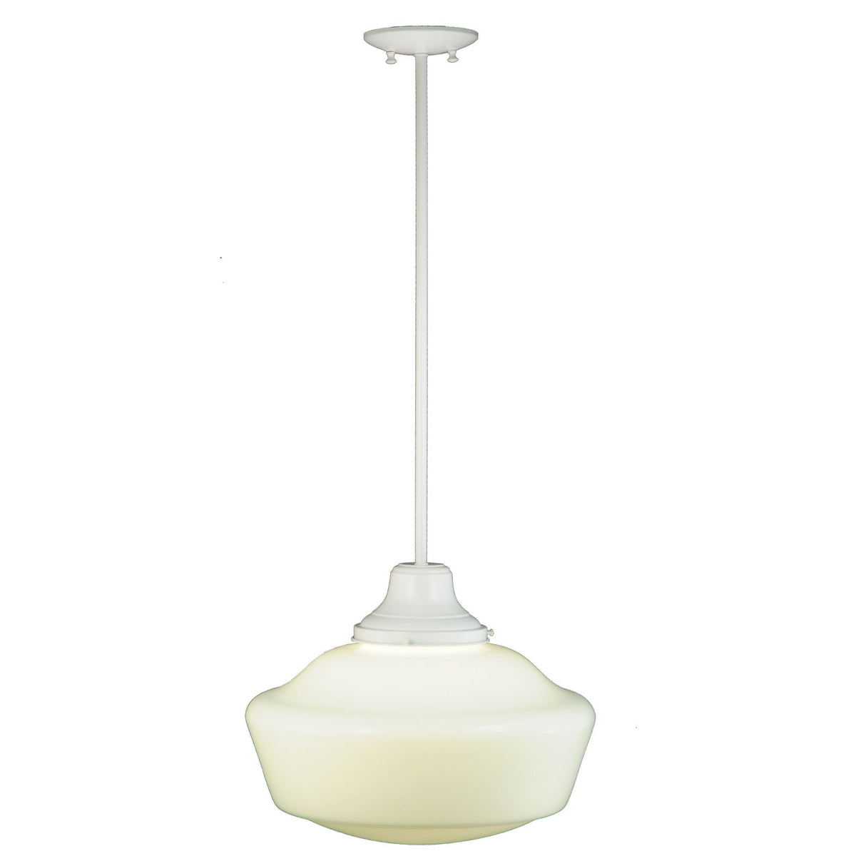 Side view of the Traditional Globe Pendant, highlighting its elegant glass shade and sleek White finish.
