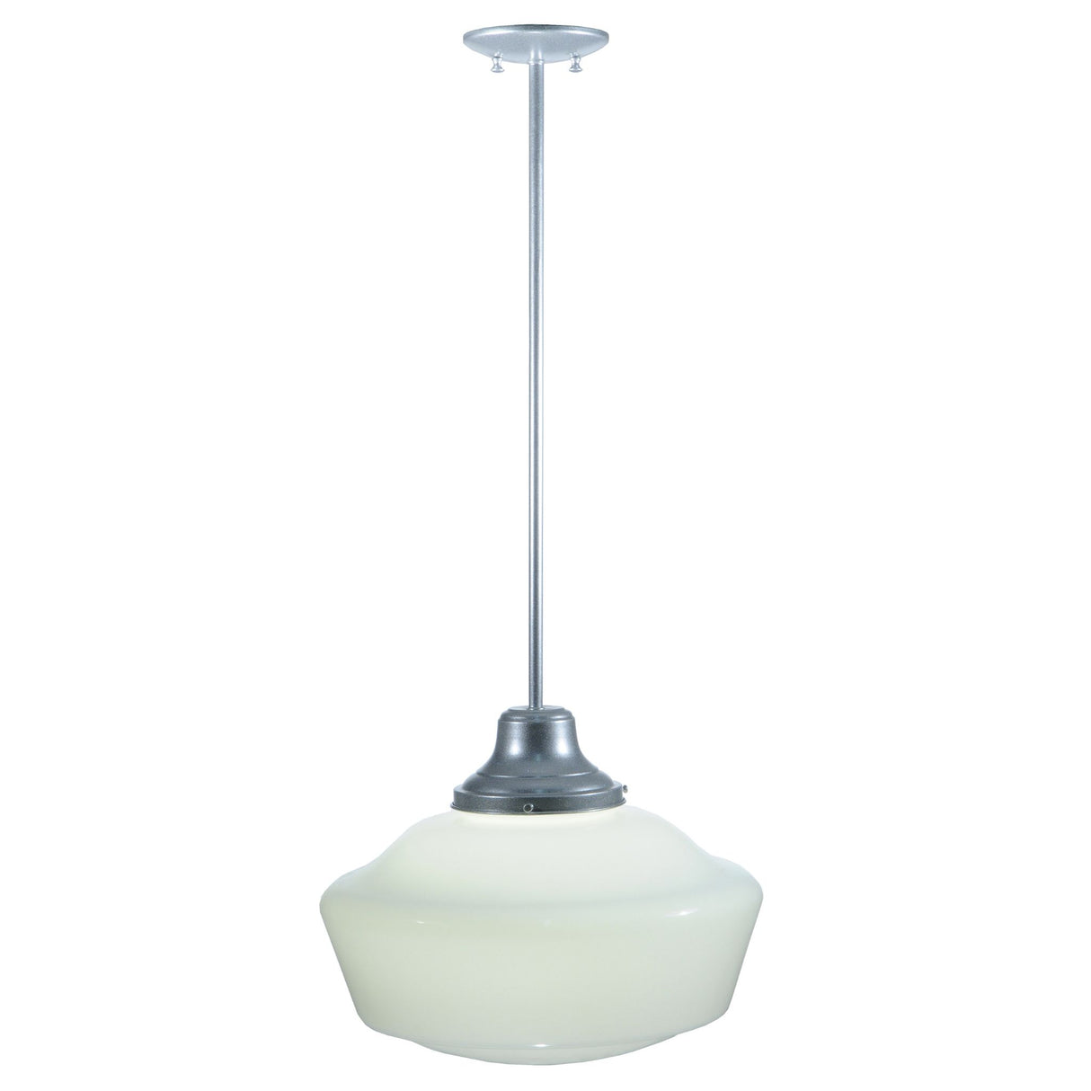 Top-down view of the Pendant’s glass shade with symmetrical round shape.