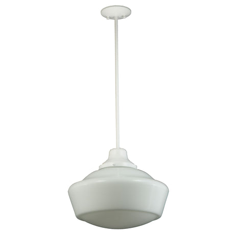 Unlit view of classic handcrafted White Opal Schoolhouse Glass shade.