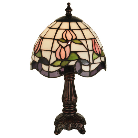 Fully illuminated view of the Roseborder Mini Lamp showcasing its elegant design.