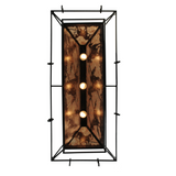 Bottom view of Running Horses pot rack with lights on.