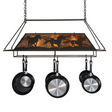 Front view of Running Horses pot rack chandelier lit.