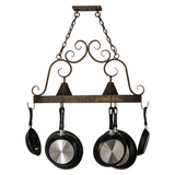 Decorative scroll accents on Elana pot rack close-up.
