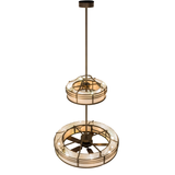 Top angled lit view highlighting upper and lower tier illumination.