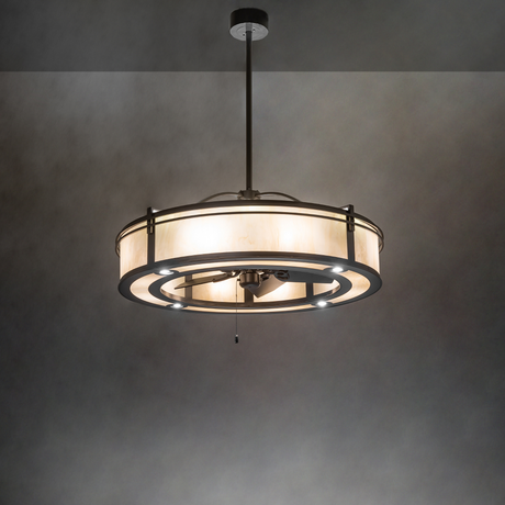 Sargent Chandel-Air illuminated in ambient room showing warm bronze metallic glow.