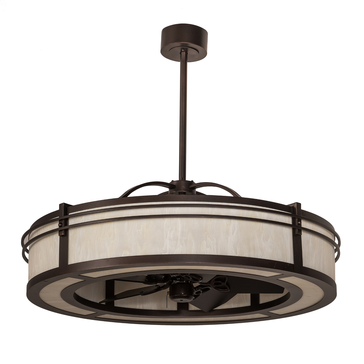 Unlit angled view highlighting bronze frame and smooth diffuser.