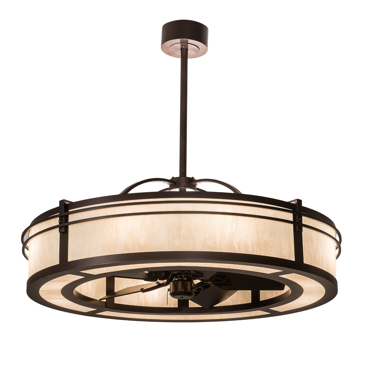 Angled view of Sargent Chandel-Air with softly glowing Idalight diffuser.