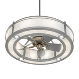 Sargent Chandel-Air bottom angle lit view displaying fan blades and bright downlights.