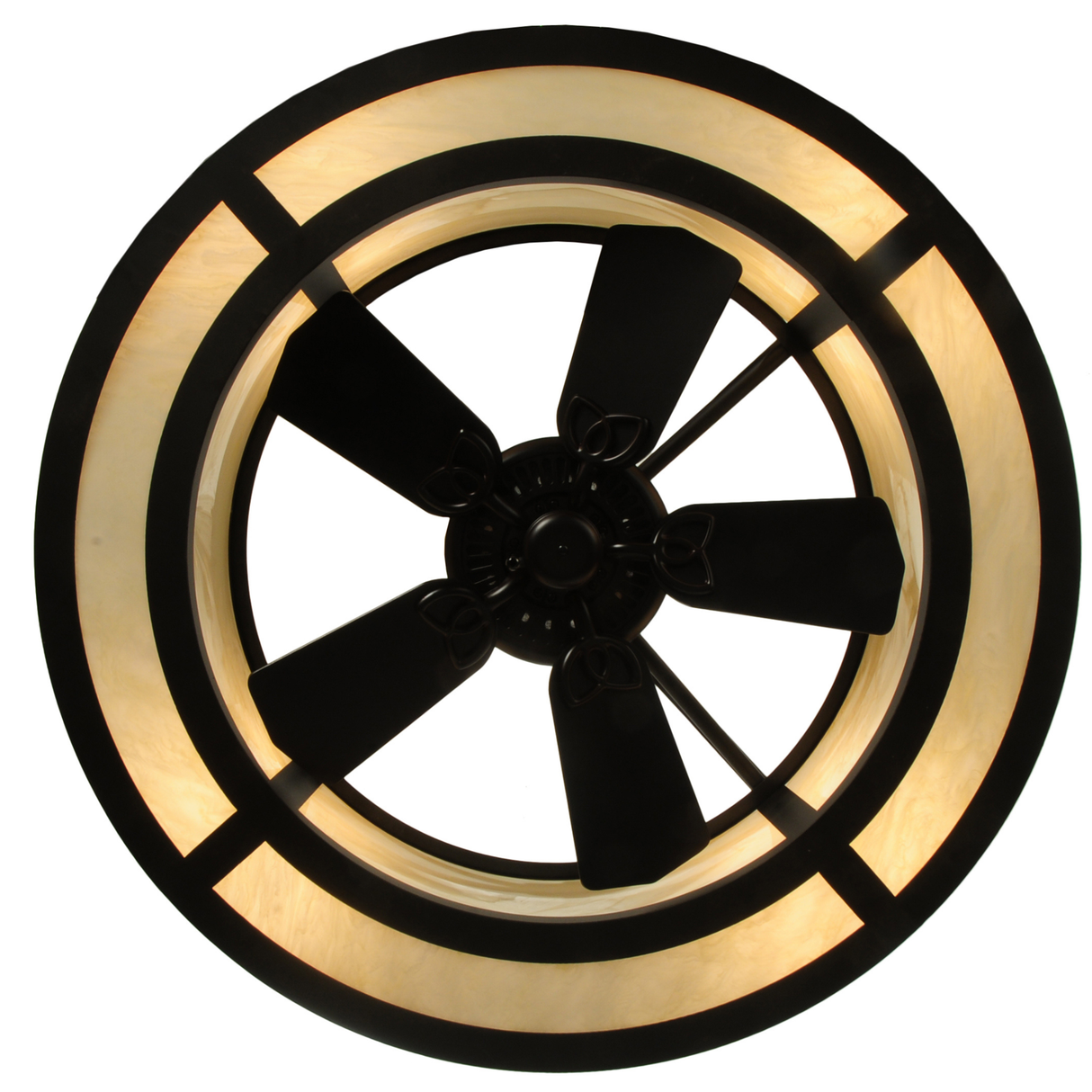 Bottom view of Sargent Chandel-Air showing fan blades and diffuser.