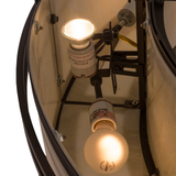 Closeup showing interior bulb assembly and wiring inside the diffuser.
