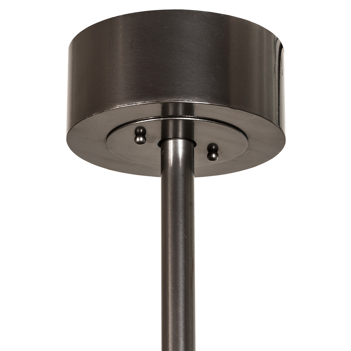 Ceiling canopy detail in bronze metallic finish with suspended support rod.