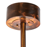Close-up of ceiling canopy in polished vintage copper finish.