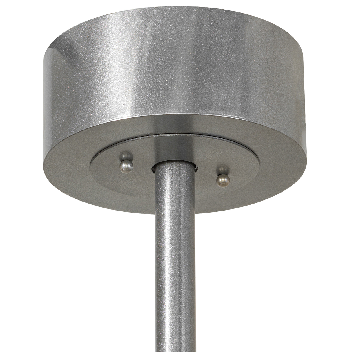 Sargent Chandel-Air canopy and downrod detail with metallic silver finish.