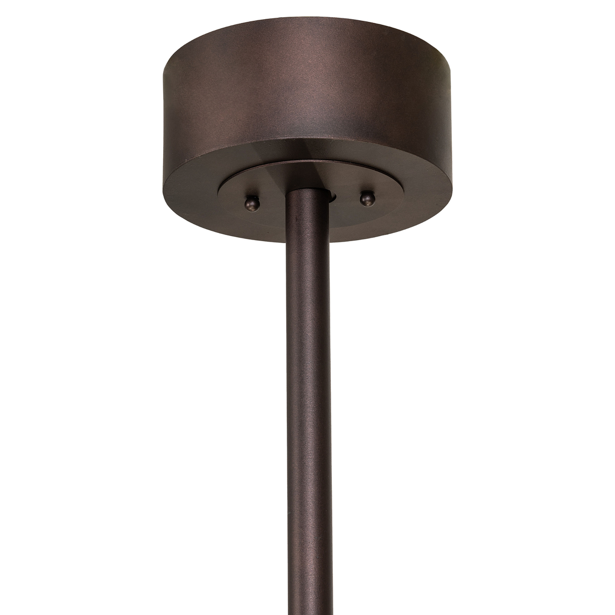 Ceiling canopy detail of Sargent chandelier fan with bronze finish.