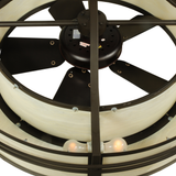 Interior view of Sargent Chandel-Air showing bulbs and fan assembly.