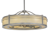 Lit angled view of Sargent Chandel-Air with Creme Carrare Idalight shade.