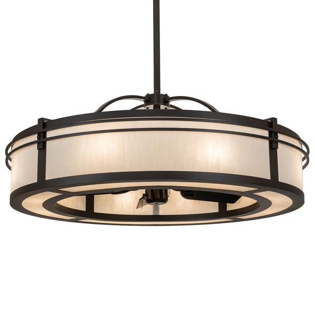 Front angle lit view of Sargent Chandel-Air with Creme Carrare diffuser.