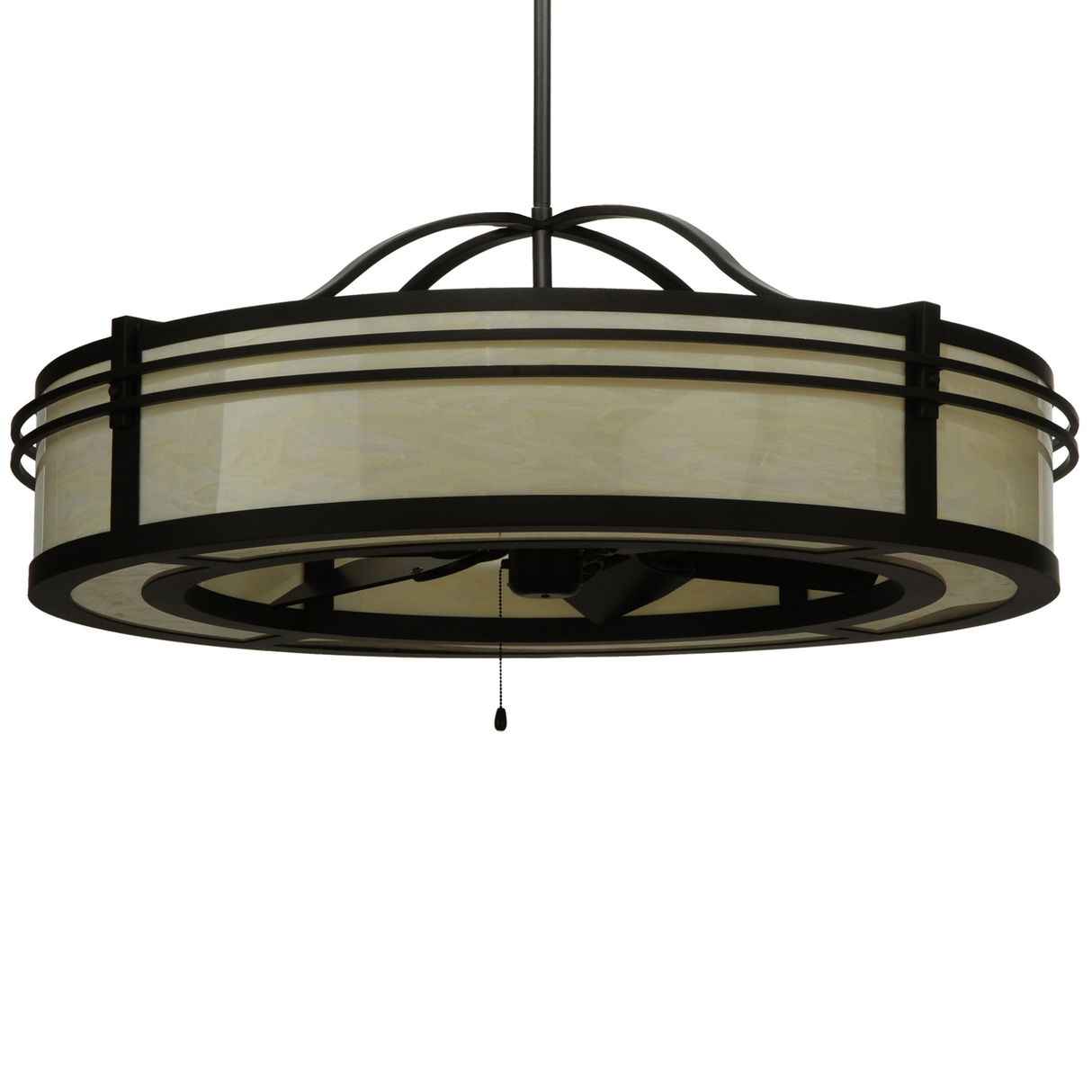 Side elevation lit view highlighting Sargent Chandel-Air’s warm diffuser and design.