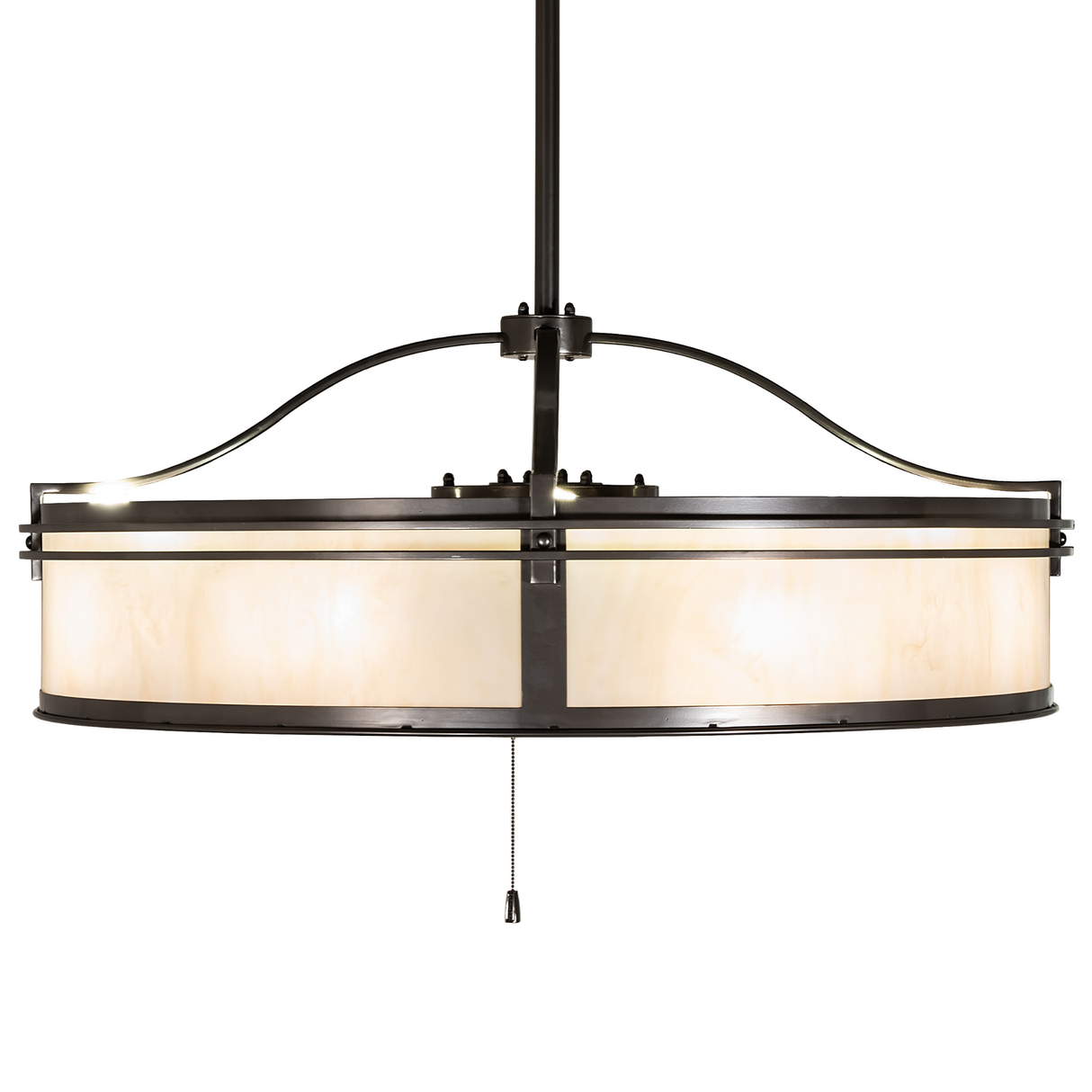 Side profile emphasizing handcrafted metal frame and circular design.