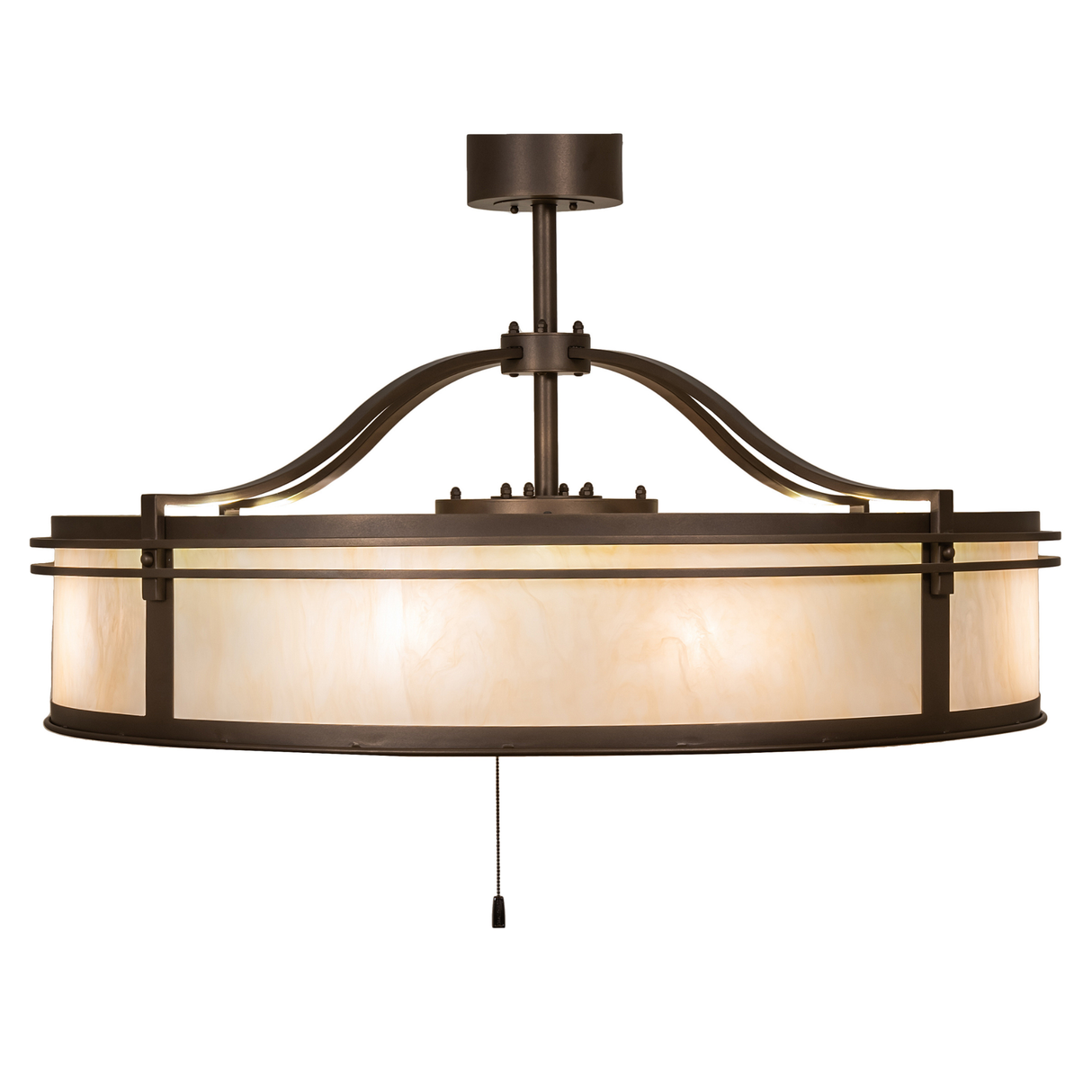 Side view showing elegant circular form and structural frame design.