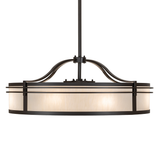 Side lit view emphasizing layered lighting and bronze frame detailing.