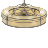 Top angle lit view highlighting diffuser and fan integration.