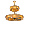 Front view of Sargent two-tier chandelier fan with gold metallic finish.