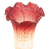Close-up of the Cranberry Pond Lily Mini Lamp highlighting its handcrafted glass pattern.