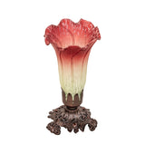 Unlit Seafoam and Cranberry Pond Lily Mini Lamp highlighting its delicate glasswork.