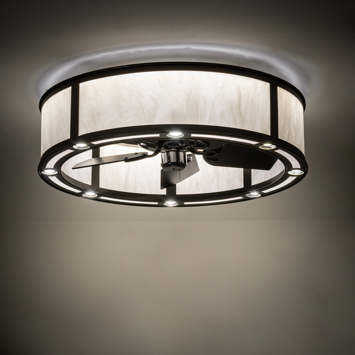 Ambient room view showing warm illumination from Craftsman-style Chandel-Air.