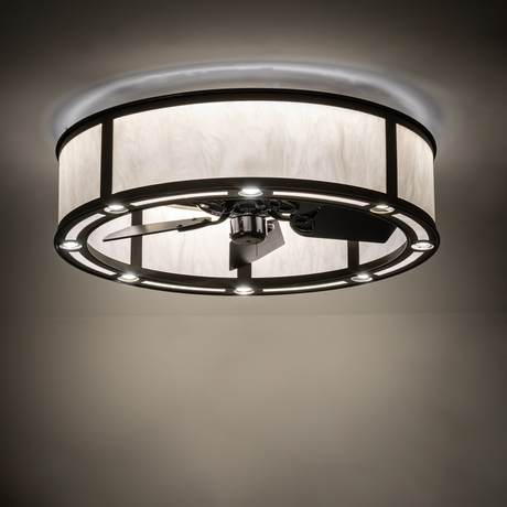 Ambient room view showing warm illumination from Craftsman-style Chandel-Air.