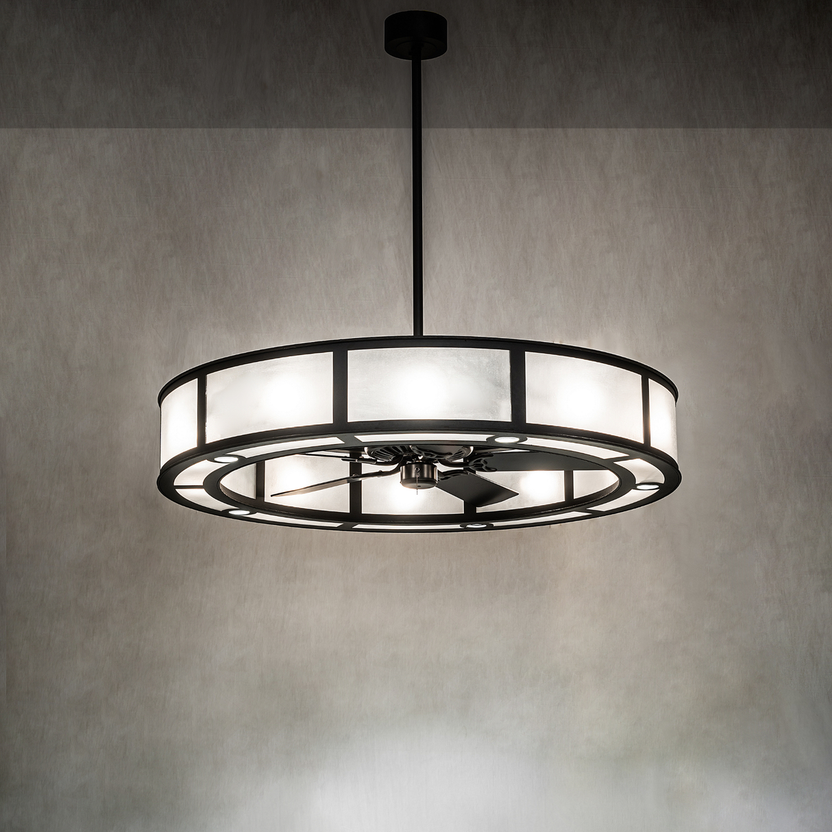 Smythe Craftsman Chandel-Air softly glowing in ambient light.