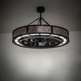 Smythe Craftsman Chandel-Air chandelier fan unlit showing modern industrial form.