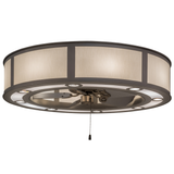 Smythe Craftsman Chandel-Air with Nickel finish and illuminated diffuser.