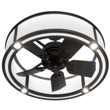 Bottom angled lit view of Smythe Craftsman Chandel-Air with illuminated LED lights.