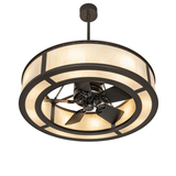 Bottom angle view of illuminated Craftsman-style Chandel-Air.