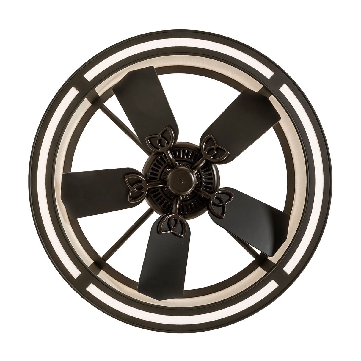 Bottom angle view of Smythe Craftsman Chandel-Air displaying circular fan design.