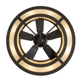 Bottom view of Smythe Craftsman Chandel-Air fan and lights.