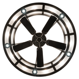 Bottom view of Smythe Craftsman Chandel-Air with LED lights on.