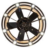 Bottom lit view of Smythe Craftsman Chandel-Air with glowing ring diffuser.