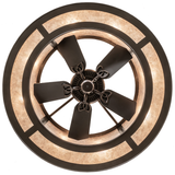 Straight bottom lit view of the Chandel-Air with centered fan and circular light band.