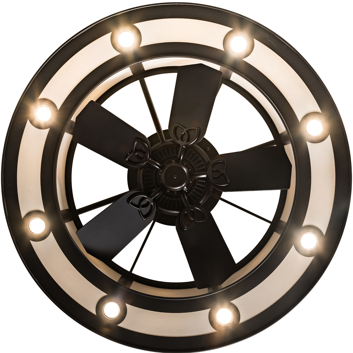 Smythe Craftsman Chandel-Air bottom view showing central fan and lights.