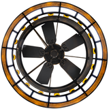 Bottom view showing symmetrical fan blades and glowing LEDs.