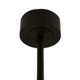 Closeup of ceiling canopy and suspension rod in dark bronze.