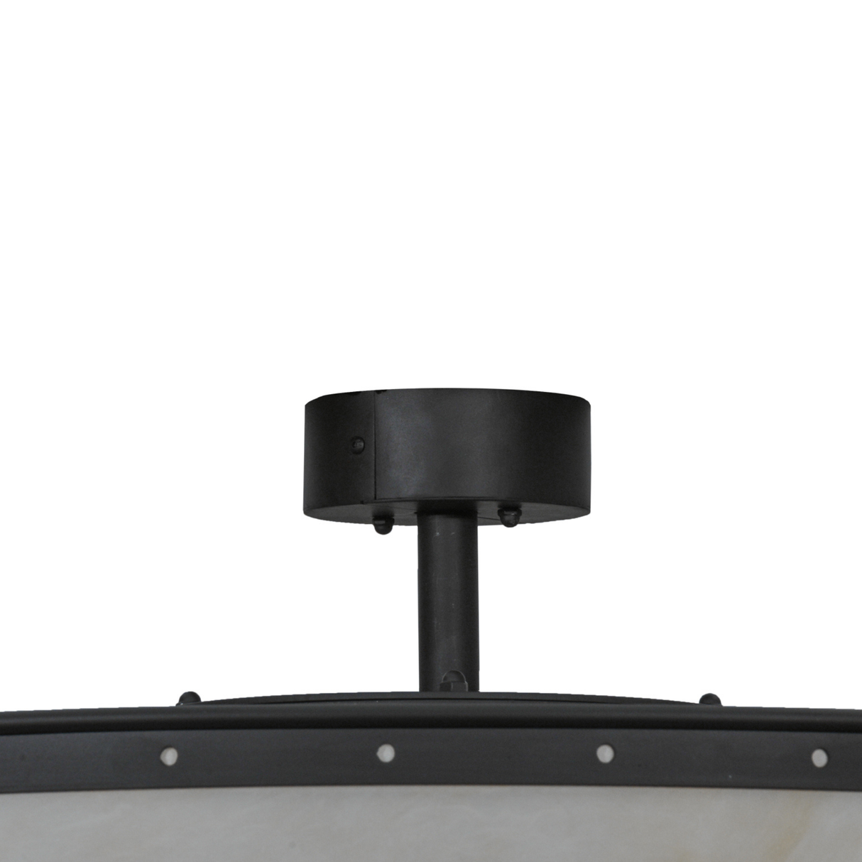 Closeup showing canopy and mount in oil rubbed bronze finish.